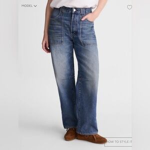 Madewell The Darted Barrel-Leg Jean in Irmo Wash Size 26P. NWT